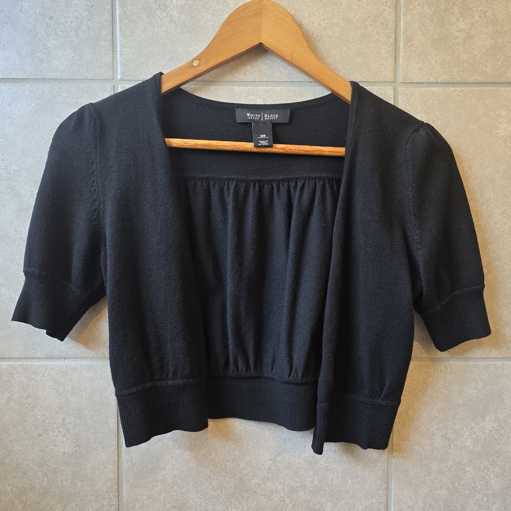 White House Black Market Black Cropped Cardigan Shrug